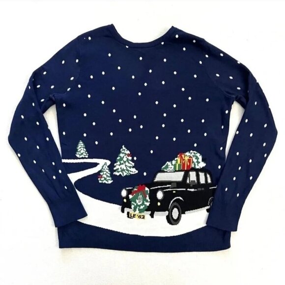 Lands' End Supima Cotton Polka Dot Christmas Car Holiday Sweater Size 1X - Picture 4 of 7